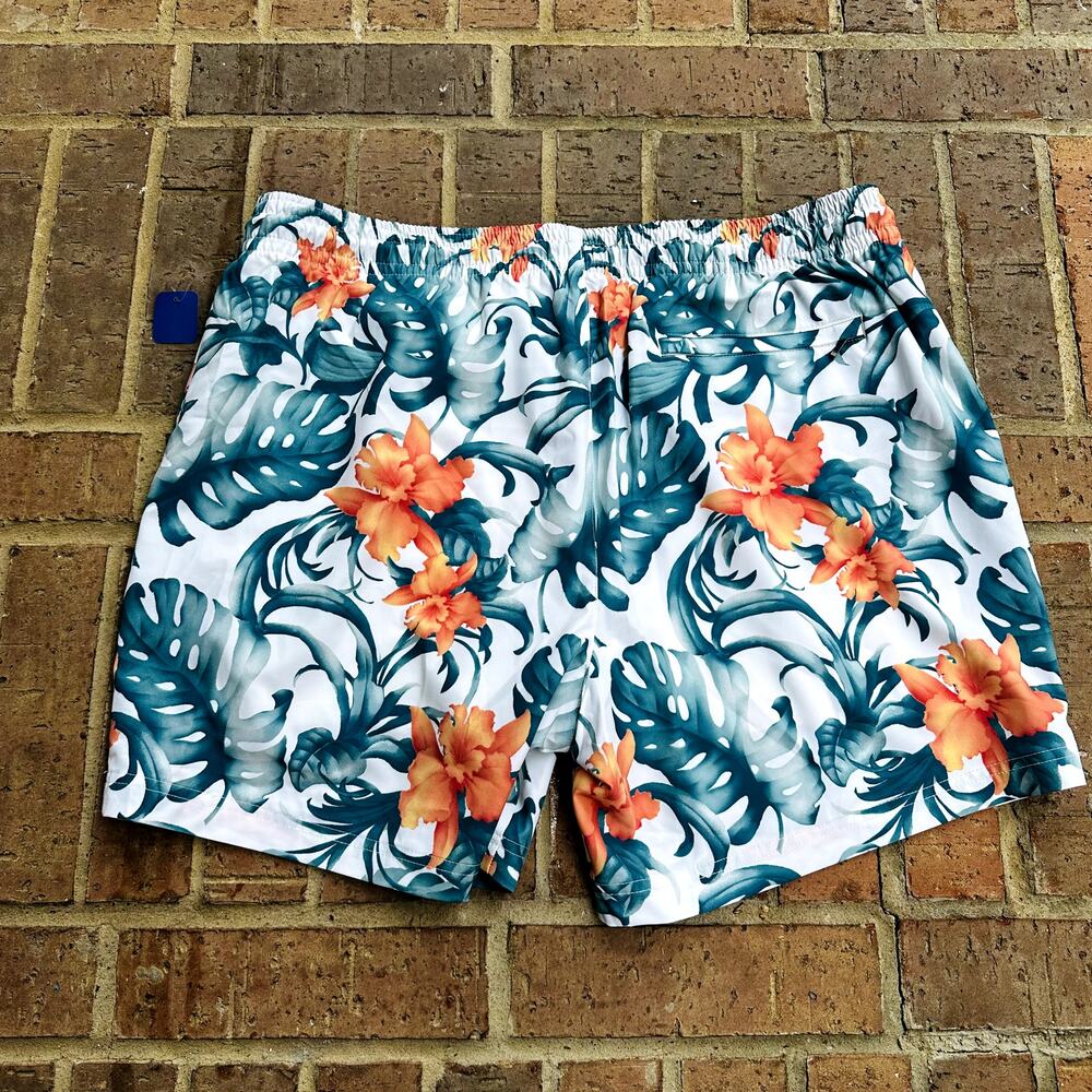 Caribbean Men's Multicolor Stretch Elastic Waist Swim Trunks Shorts Size XL NWT - Picture 2 of 4